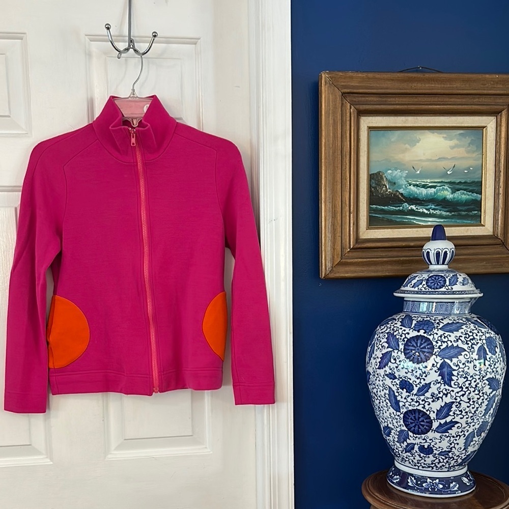 NWOT Women’s Lisa Perry Pink & Orange Color Block Full Zip Long Sleeve Jacket
